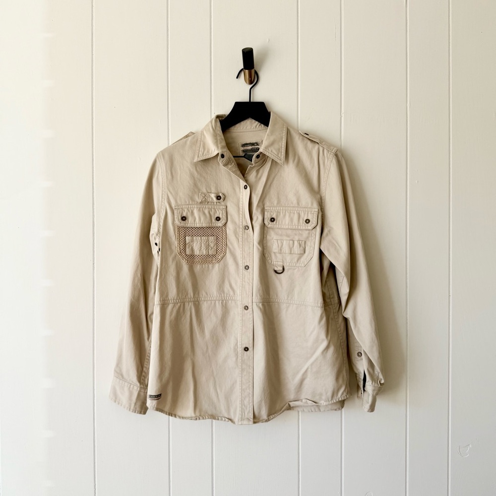 Ralph Lauren 100% Cotton Khaki Utility Jacket with Pockets Button Down